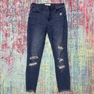 PacSun Dark Blue Distressed Stretch Skinny Jeans